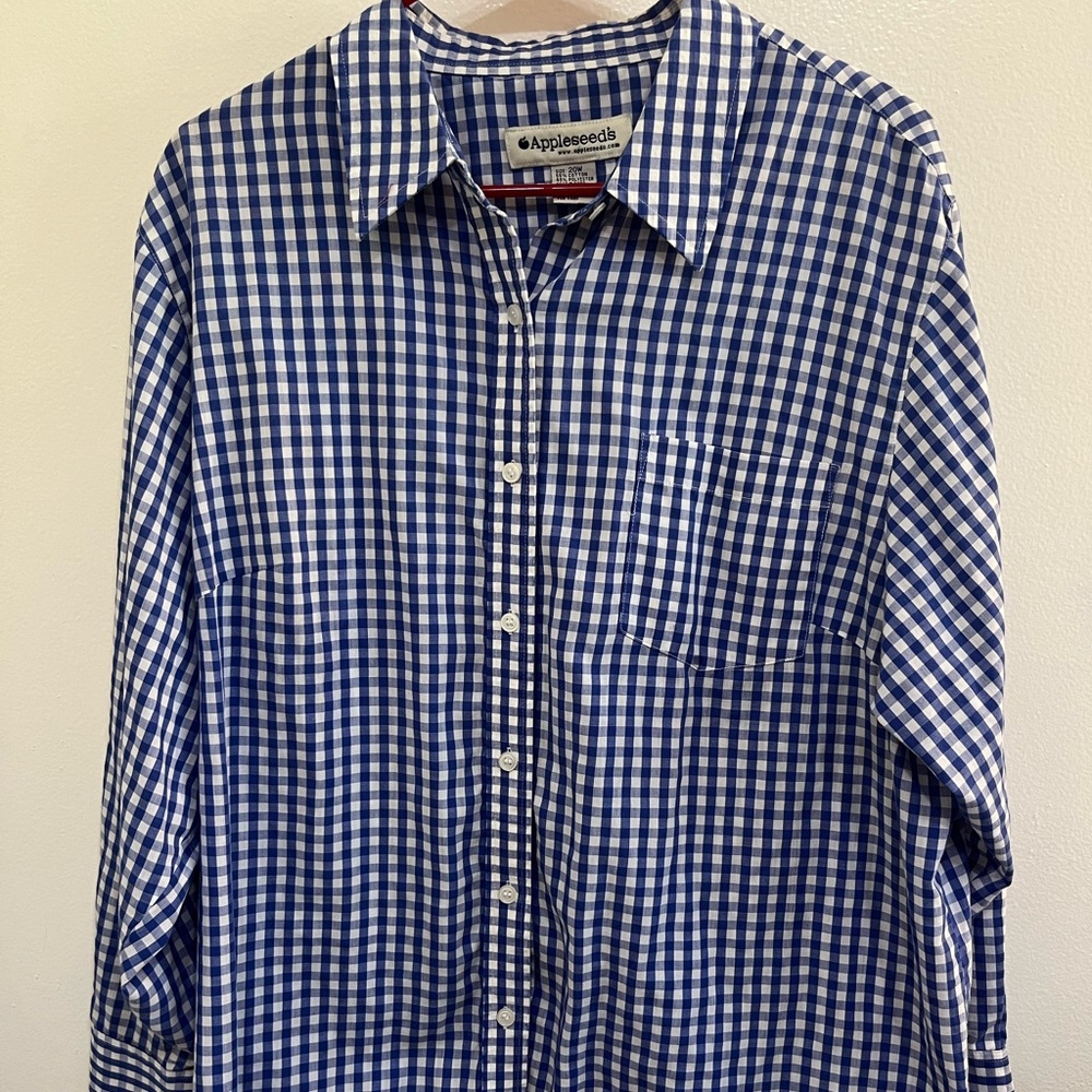 Appleseeds Women’s Blue and White Plaid Flannel